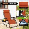 Giantex Zero Gravity Reclining Chair, Outdoor Patio Recliner with Cup Holder & Removable Pillow, Adjustable Backrest, Indoor Lounge Chair for Backyard, Garden, Poolside (Brown)(Orange)