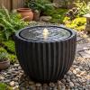 Giantex 18″ Round Outdoor Water Fountain with 6 LED Lights, Stone Gray Resin Sphere Waterfall Feature with Adjustable Pump, Lighted Bubbling Fountain for Garden Patio Porch Decor (18″ Dia. x 9.5″ H)(17.5″ Dia. x 14″ H)