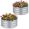 Giantex 2 Pack 4 x 2 x 2 FT Galvanized Raised Garden Bed, Rectangular Metal Planter Box with Open-Ended Base for Sapling Vegetable Flower Fruit, Outdoor Plant Container Kit for Patio & Lawn, Sliver(2)
