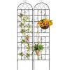 Giantex 2 Packs 86″x20″ Metal Garden Trellis for Outdoor Climbing Plants, Heavy-Duty Plant Support for Vine Rose Vegetable Flower, Rustproof Black Metal Coating Patio Trellis Arch Decorative Fence(86″x20″-2 Panel)