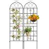 Giantex 2 Packs 86″x20″ Metal Garden Trellis for Outdoor Climbing Plants, Heavy-Duty Plant Support for Vine Rose Vegetable Flower, Rustproof Black Metal Coating Patio Trellis Arch Decorative Fence(71″x20″-2 Panel)