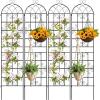 Giantex 2 Packs 86″x20″ Metal Garden Trellis for Outdoor Climbing Plants, Heavy-Duty Plant Support for Vine Rose Vegetable Flower, Rustproof Black Metal Coating Patio Trellis Arch Decorative Fence(86″x20″-4 Panel)