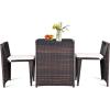 Giantex 3 PCS Cushioned Outdoor Wicker Patio Set Convention Bistro Set Garden Lawn Space Saving Conversation Sofa Furniture No Assembly (Brown)(Light Brown)