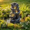 Giantex 32” Water Fountain Outdoor, 4-Tier Cascading Bowls Waterfall Fountain with Warm LED Lights & Pump, Outside Zen Water Feature for Patio, Balcony, Deck, Garden, Yard Decor(18” (5-Tier))