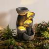 Giantex 32” Water Fountain Outdoor, 4-Tier Cascading Bowls Waterfall Fountain with Warm LED Lights & Pump, Outside Zen Water Feature for Patio, Balcony, Deck, Garden, Yard Decor(17.5” (5-Tier))