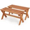 Giantex 36″ Wood Outdoor Bench, Backless Patio Bench with Slatted Seat & Solid Wood Frame, Teak Oil Coating, 660 lbs Capacity, Outside Wooden Garden Bench for Patio, Porch, Park, Entryway(2)