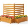 Giantex 3-Panel Air Conditioner Fence with Planter Box, 40”H No-Dig Wooden Privacy Screen for AC Unit, Trash Can & Pool Equipment Enclosure, Slatted Outdoor Garden Fence for Patio, Backyard(2 Panels (34″W x 40″H))