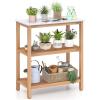 Giantex 3-Tier Outdoor Potting Bench, Acacia Wood Planting Workstation with Faux Marble Tabletop, Open Storage Shelves, 300LBS Capacity, Garden Potting Table for Horticulture