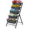 Giantex 5-Tier Vertical Garden Planter, Raised Garden Bed w/Drainage System & Removable Tray, Metal Frame Elevated Planter Boxes for Herb Vegetable Flower Grow, Outdoor Indoor Patio Balcony Backyard(1)