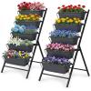 Giantex 5-Tier Vertical Garden Planter, Raised Garden Bed w/Drainage System & Removable Tray, Metal Frame Elevated Planter Boxes for Herb Vegetable Flower Grow, Outdoor Indoor Patio Balcony Backyard(2)