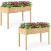 Giantex 65” Wooden Raised Garden Bed w/Trellis on Wheels, Mobile Elevated Planter Box w/Legs, Liner & Drainage Holes for Climbing Plant Vegetable Herb Flower, Outdoor Garden Box, Backyard Balcony(2)