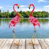 Giantex Flamingo Garden Statues Set of 2, Standing Metal Flamingo Sculptures Bird Ornament Yard Decorations for Lawn Backyard Porch Patio Outdoor Decor, with 4 U-Shaped Stakes (Flamingo)(Flamingo)