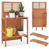 Giantex Folding Potting Bench, 2-Tier Gardening Workstation w/Storage Shelves, Wood Outdoor Potting Table for Garden, Yard, Balcony, Easy Assembly, Natural