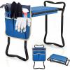 Giantex Garden Kneeler & Seat, Folding Gardening Stool, Portable Garden Bench with EVA Foam Pad, Heavy-Duty Metal Frame, Gardening Gift for Women Men Seniors (Holds 330 LBS) (with 1 Bags)(Blue)
