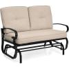Giantex Outdoor Glider Bench, Patio Loveseat with Cushions, 440 Lbs Capacity, 2-Person Outdoor Rocking Chair, Porch Glider Swing for Garden, Backyard, Poolside, Patio Seating Rocker (Beige)(Beige)