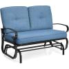 Giantex Outdoor Glider Bench, Patio Loveseat with Cushions, 440 Lbs Capacity, 2-Person Outdoor Rocking Chair, Porch Glider Swing for Garden, Backyard, Poolside, Patio Seating Rocker (Beige)(Navy)