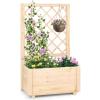Giantex Raised Garden Bed Set 2 w/Trellis, Drainage Hole, 39”x14”x40” Wood Elevated Planter Box for Climbing Vine Flower Herb Vegetable Fruit, Planting Container for Indoor Outdoor Patio Balcony(Natural)