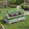 Giantex Raised Garden Bed w/Greenhouse Cover, Outdoor Oval Metal Steel Planter Box w/Roll-up Window, Clear PVC Mini Greenhouse for Vegetables Flowers Herbs Outdoor Patio Gardening, 6x2x1 FT (Black)(Green)