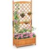 Giantex Raised Garden Bed with Trellis 2 Pack, 72” Wooden Planter Box Outdoor w/Privacy Screen Roof, Large Vertical Garden Planter w/Drainage Holes for Climbing Plants, Patio Balcony Backyard(Orange)