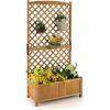 Giantex Raised Garden Bed with Trellis 2 Pack, 72” Wooden Planter Box Outdoor w/Privacy Screen Roof, Large Vertical Garden Planter w/Drainage Holes for Climbing Plants, Patio Balcony Backyard(Natural)