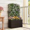 Giantex Raised Garden Bed with Trellis, 58” Tall PE Rattan Planter Box w/Liner & Drainage, Metal Frame Privacy Screen for Vertical Climbing Plants, Vegetables & Flowers, Patio Balcony Gardening(Brown)