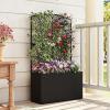 Giantex Raised Garden Bed with Trellis, 58” Tall PE Rattan Planter Box w/Liner & Drainage, Metal Frame Privacy Screen for Vertical Climbing Plants, Vegetables & Flowers, Patio Balcony Gardening(Black)