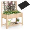 Giantex Raised Garden Bed with Trellis, Wooden Elevated Planter Box with Legs, Drainage Holes for Climbing Plants Vines Vegetables Flowers Herbs, Outdoor Horticulture Planter for Patio Yard (Brown)(Natural)