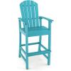 Giantex Set of 2 HDPE Outdoor Bar Stools, All Weather Tall Adirondack Chair with Armrest, Footrest, Load 360Lbs, Counter Height Bar Stool for Patio, Garden, Yard, Indoor Or Outdoor Use (Turquoise)(Turquoise)