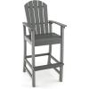 Giantex Set of 2 HDPE Outdoor Bar Stools, All Weather Tall Adirondack Chair with Armrest, Footrest, Load 360Lbs, Counter Height Bar Stool for Patio, Garden, Yard, Indoor Or Outdoor Use (Turquoise)(Grey)