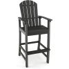 Giantex Set of 2 HDPE Outdoor Bar Stools, All Weather Tall Adirondack Chair with Armrest, Footrest, Load 360Lbs, Counter Height Bar Stool for Patio, Garden, Yard, Indoor Or Outdoor Use (Turquoise)(Black)