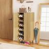 Giantex Shoe Cabinet with Doors, 6-Tier 20 Pair Wooden Shoe Rack Organizer Cabinet with Removable Shelves, 48″ Tall Modern Shoe Storage Cabinet for Entryway, Closet, Hallway, Living Room
