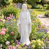 Giantex Virgin Mary Garden Statue 29.5″, Blessed Mother Outdoor Religious Statue with Serpent, Weather-Resistant MgO Catholic Yard Decor for Lawn, Patio, Prayer Garden & Memorial, Distressed Ivory