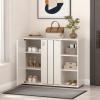 Giantex Wood Shoe Cabinet with Doors, Freestanding Shoe Rack Cabinet with 3-Level Adjustable Open Shelves, Modern Wooden Shoe Storage Cabinet for Entryway, Hallway, Closet, Living Room (Natural)(White)