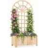 Giantex Wooden Raised Garden Bed with Arched Trellis, 48” Fir Wood Outdoor Elevated Planter Box Privacy Screen with Drainage Holes, Vertical Garden Bed for Climbing Plants, Patio Balcony Backyard(Natural)