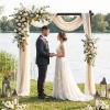 Giantex Wooden Wedding Arch, 87″ Wood Wedding Arbor Backdrop Stand with Ground Stakes, Rustic Decorative Arch for Wedding Ceremony, Party, Garden, Balloon & Floral Decorations(Rectangular)