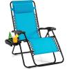 Giantex Zero Gravity Reclining Chair, Outdoor Patio Recliner with Cup Holder & Removable Pillow, Adjustable Backrest, Indoor Lounge Chair for Backyard, Garden, Poolside (Brown)(Blue)