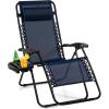 Giantex Zero Gravity Reclining Chair, Outdoor Patio Recliner with Cup Holder & Removable Pillow, Adjustable Backrest, Indoor Lounge Chair for Backyard, Garden, Poolside (Brown)(Navy)