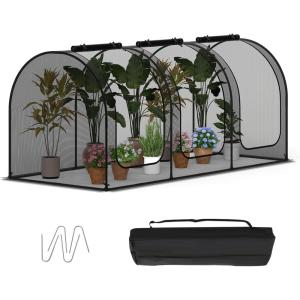 Giantex 108” x 48” x 47” Tunnel Crop Cage, Large Portable Plant Protection Tent w/ 3 Roll-up Zippered Doors & Carrying Bag, Raised Garden Bed Netting Cover for Vegetables, Fruits, Flowers(108” x 48” x 47”)