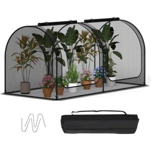 Giantex 108” x 48” x 47” Tunnel Crop Cage, Large Portable Plant Protection Tent w/ 3 Roll-up Zippered Doors & Carrying Bag, Raised Garden Bed Netting Cover for Vegetables, Fruits, Flowers(98” x 48” x 48”)