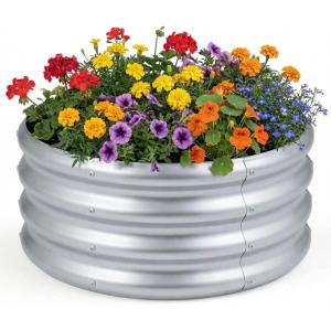 Giantex 2 Pack 4 x 2 x 2 FT Galvanized Raised Garden Bed, Rectangular Metal Planter Box with Open-Ended Base for Sapling Vegetable Flower Fruit, Outdoor Plant Container Kit for Patio & Lawn, Sliver(1)