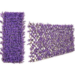 Giantex Expandable Fence Privacy Screen – Decorative Faux Purple Eucalyptus Fencing Panel for Balcony, Artificial Hedges with PE Leaves and Willow for Outdoors Garden Patio Deck Apartment, 1 Pack(Purple Eucalyptus)