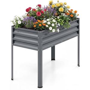 Giantex Galvanized Raised Garden Bed with Legs, 46″x24″x31″ Metal Elevated Planter Box for Gardening Vegetables, Flowers & Fruits, Large Outdoor Planting Box for Garden Backyard & Patio, Gray(Gray)