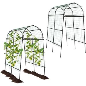 Giantex Garden Arch Trellis for Climbing Plants, 7.5 FT Heavy-Duty Cucumber Trellis with PE-Coated Steel Frame, Rust-Resistant Archway for Raised Bed, Outdoor Vegetable & Vine Support(2)