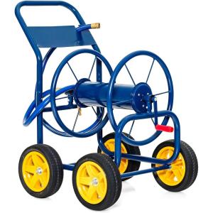 Giantex Garden Hose Reel Cart – Water Hose Cart with 4 Wheels & Non-slip Grip, Outside Portable Water Hose Holder, Hold 330 FT of 5/8″ or 3/4″, 400 FT of 1/2’’ Hose for Lawn Garden Yard Watering, Blue(Blue)