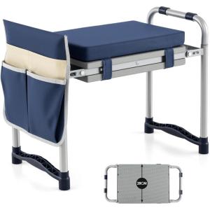 Giantex Garden Kneeler and Seat, Foldable Gardening Stool w/Wide EVA Foam Padding, Tool Pouch, Heavy-Duty Kneeling Bench for Knee & Back Pain Relief, Gardening Kit for Seniors Women Men (Green)(Navy)