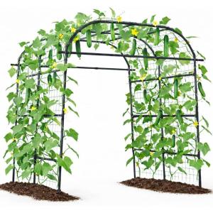 Giantex Metal Garden Arch Trellis for Climbing Plants Outdoor, 7.5FT Tall Adjustable Cucumber Trellis Tunnel for Raised Garden Bed, Extra Wide Garden Trellis Arch Support Vegetables Vine(71″x83″x91″)