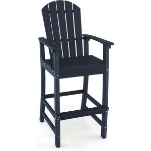 Giantex Set of 2 HDPE Outdoor Bar Stools, All Weather Tall Adirondack Chair with Armrest, Footrest, Load 360Lbs, Counter Height Bar Stool for Patio, Garden, Yard, Indoor Or Outdoor Use (Turquoise)(Navy)