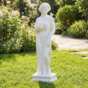 Giantex St. Francis Garden Statue with Bird Feeder, 24.5” Outdoor Saint Francis Statue with Animals, Weather-Resistant Magnesium Oxide Religious Sculpture for Garden Patio Prayer Catholic Yard Decor(Greek Goddess – with Bird)