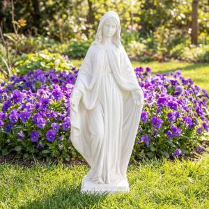 Giantex St. Francis Garden Statue with Bird Feeder, 24.5” Outdoor Saint Francis Statue with Animals, Weather-Resistant Magnesium Oxide Religious Sculpture for Garden Patio Prayer Catholic Yard Decor(Virgin Mary – Blessing)