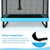 Giantex 6 FT Trampoline for Kids with Swing, Toddler Trampolines with Safety Enclosure Net, ASTM Approved, Rectangle Indoor & Outdoor Mini Kids Trampoline(Blue)